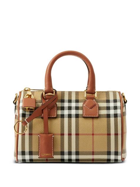 burberry red leather pilgrim bowling bag|Burberry check mini bowling bag.